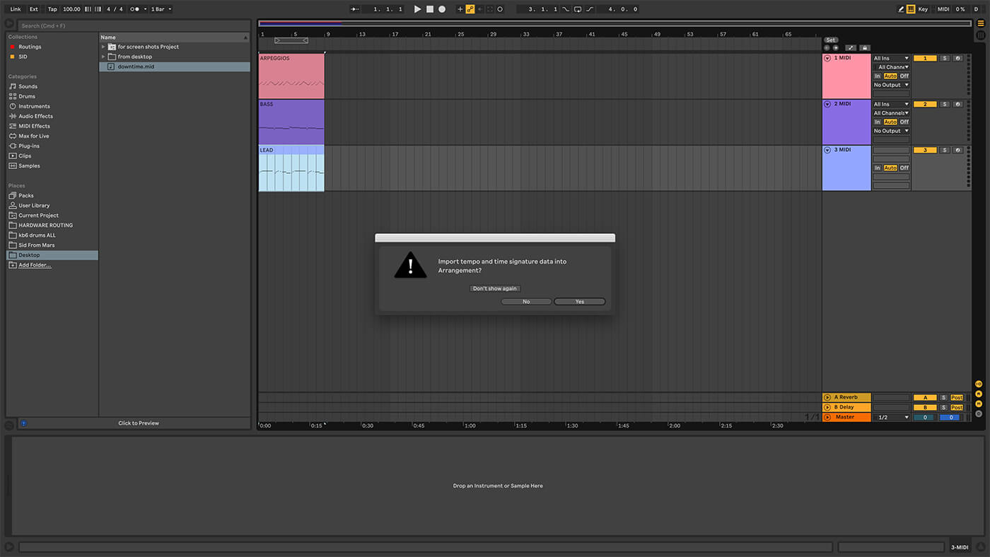 Exporting options in Ableton Live