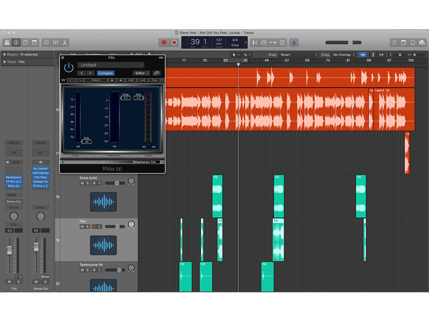 Logic Session showing the use of Waves RVox