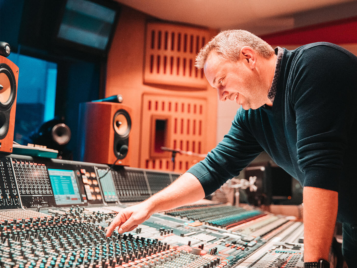 Andrew Dudman at the recording console