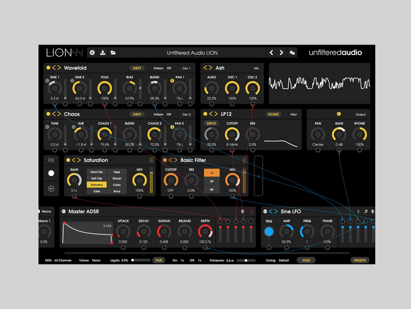 Unfiltered Audio Lion Synth GUI