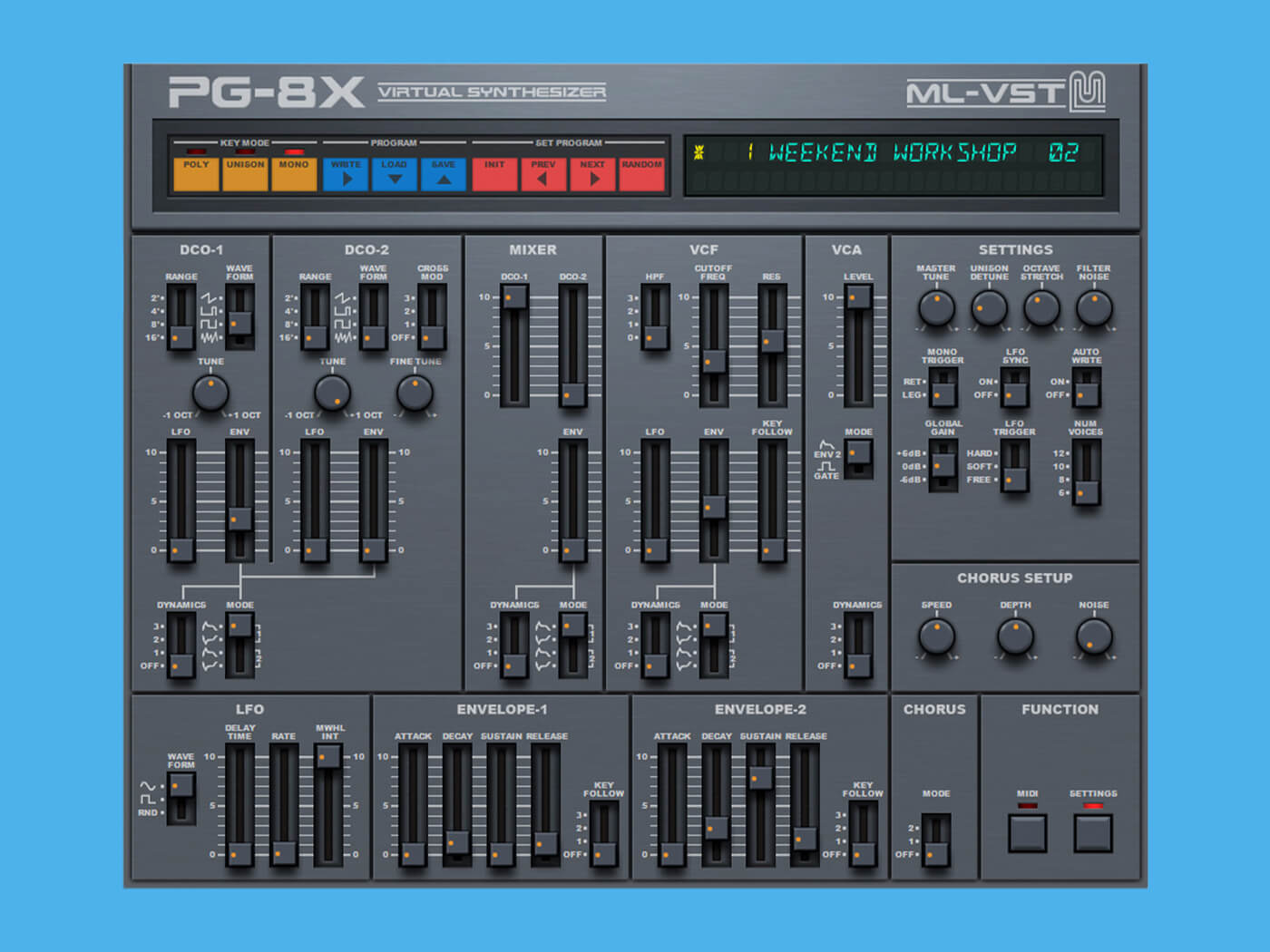 PG-8X softsynth, based on the Roland JX-3P