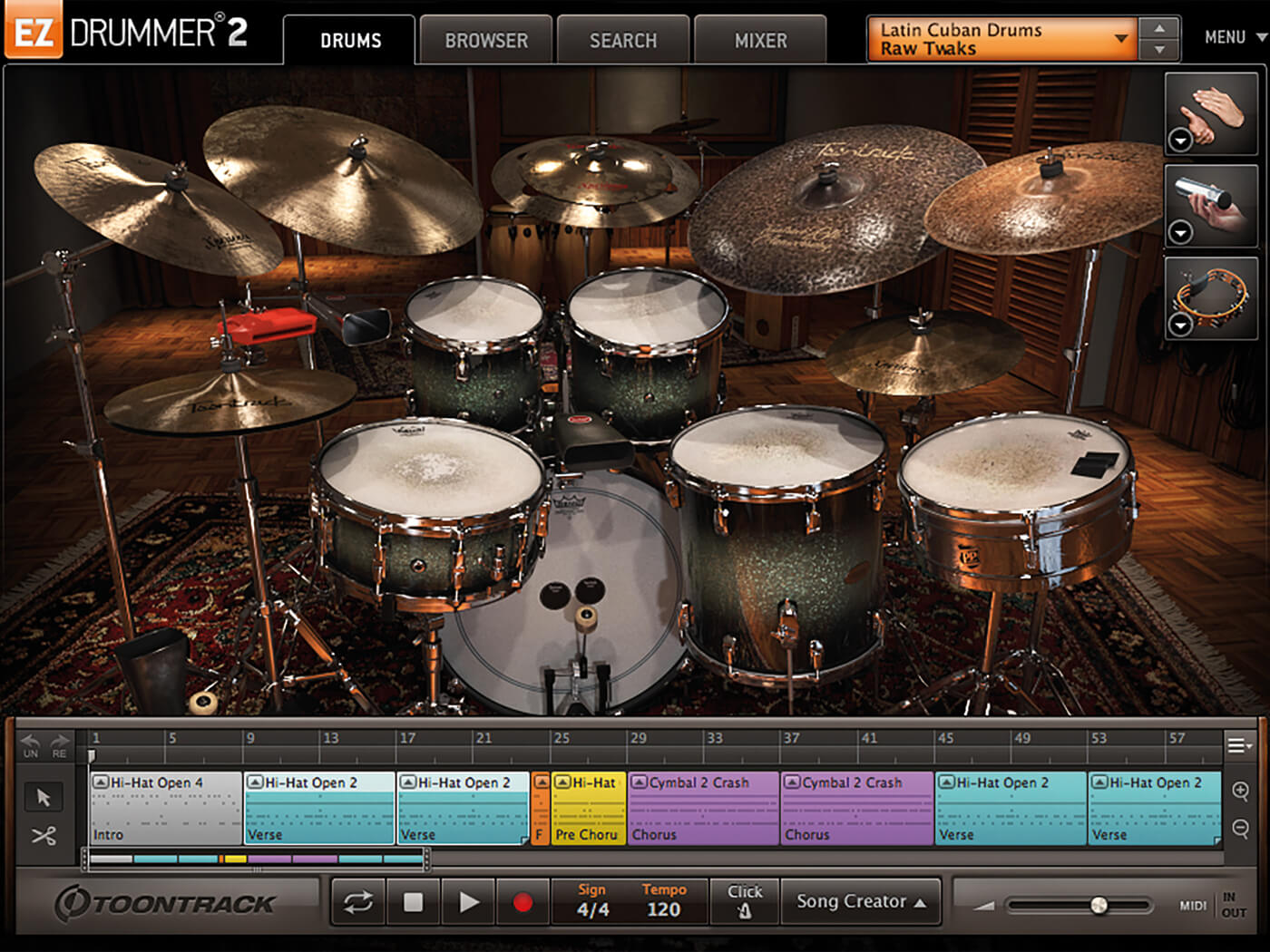 Toontrack Latin Cuban Drums and Percussion Interface