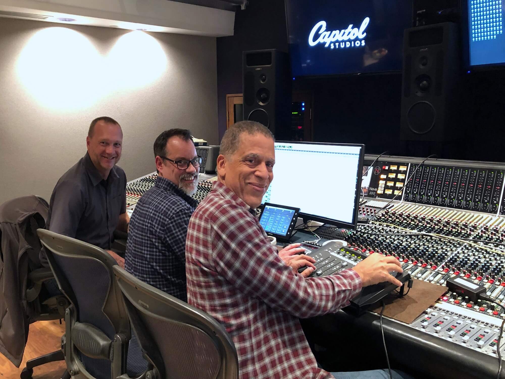 Maurice Patist, Steve Genewick and David Rideau at Capitol Studios