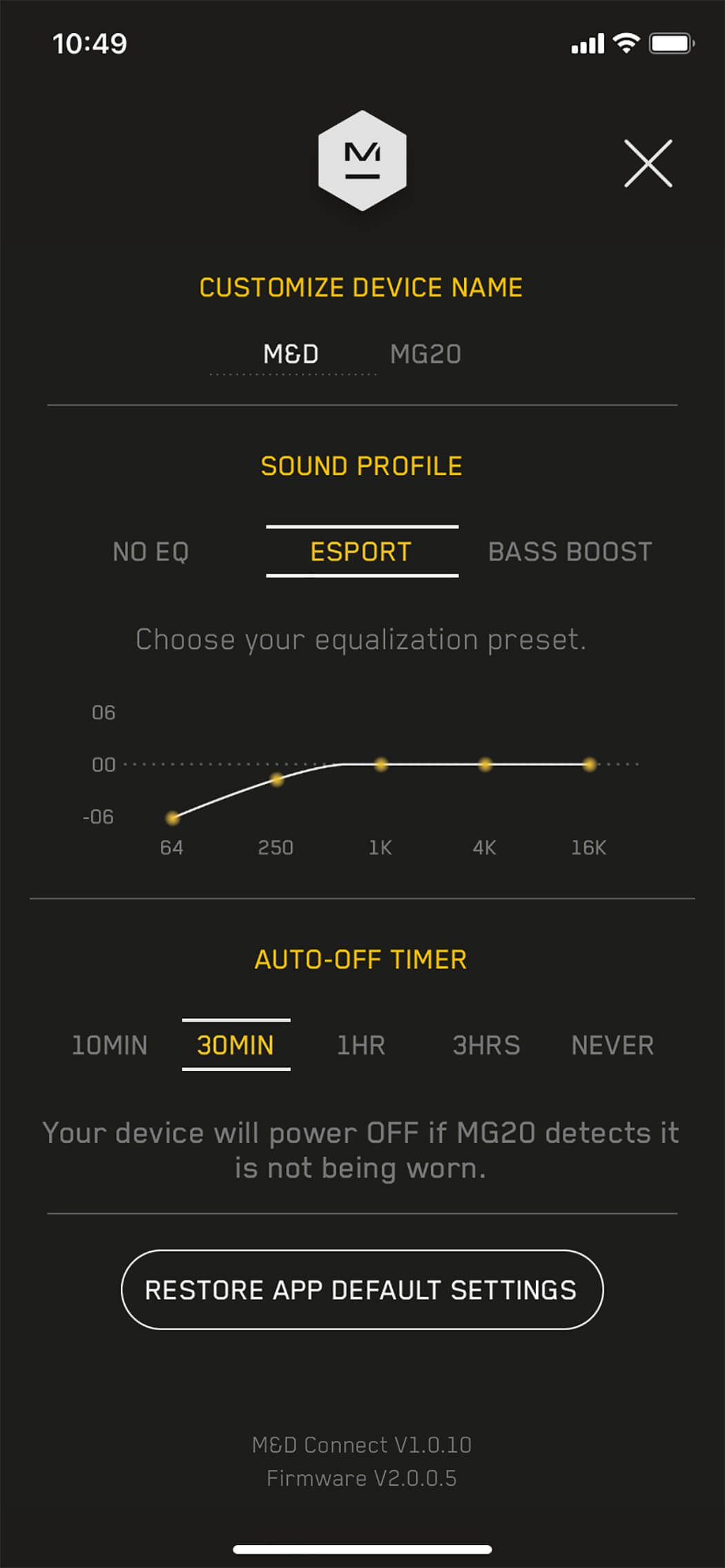 Master & Dynamic MG20 Wireless Gaming Headphones App