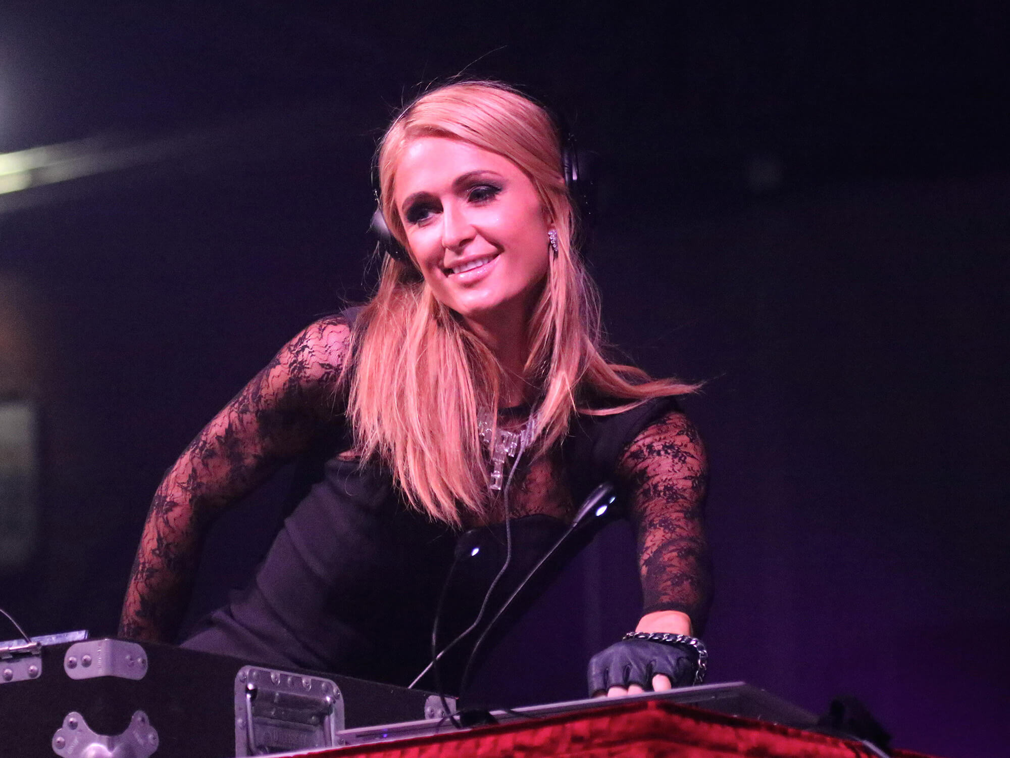 Paris Hilton DJs at a event