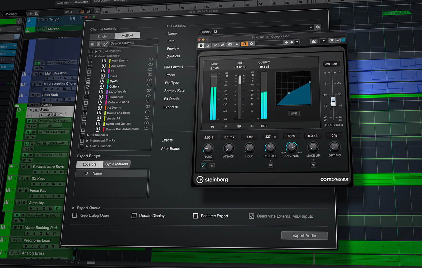 Steinberg Cubase Pro 12 - Audio export with sidechain support