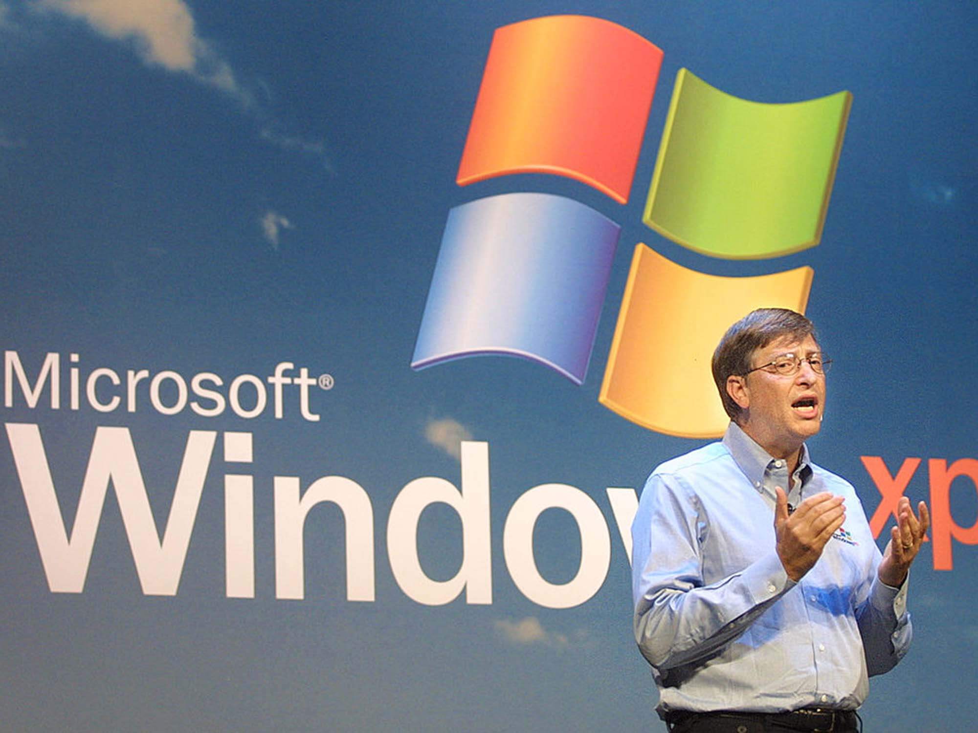 Bill Gates at the Windows XP Product Launch in New York October 2001