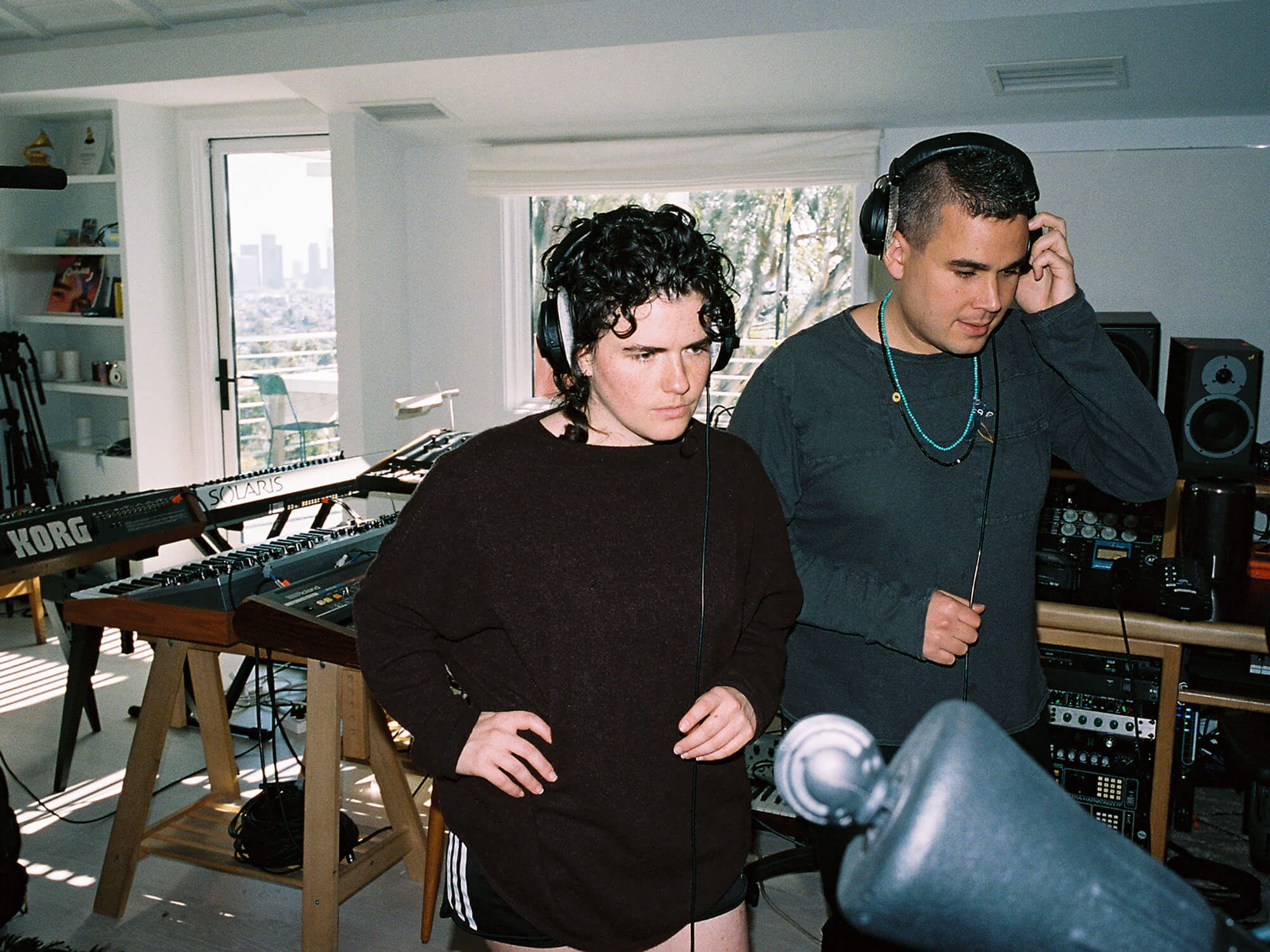 Georgia and Rostam in Georgia's home studio by Domino Records