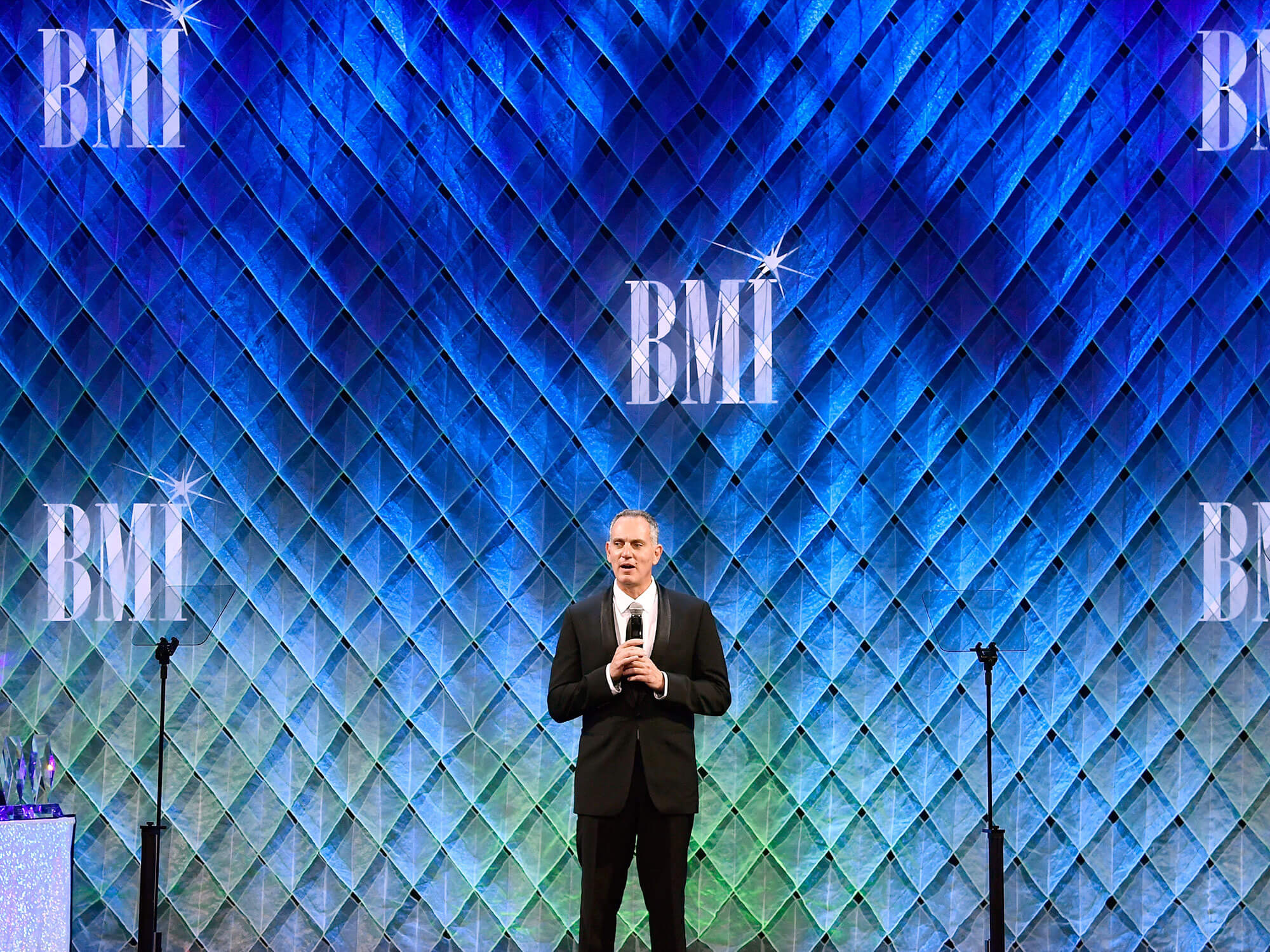 BMI President & CEO Mike O'Neill speaks onstage during the 2017 Broadcast Music, Inc (BMI) Film, TV & Visual Media Awards at the Beverly Wilshire Hotel on May 10, 2017 in Beverly Hills, California.