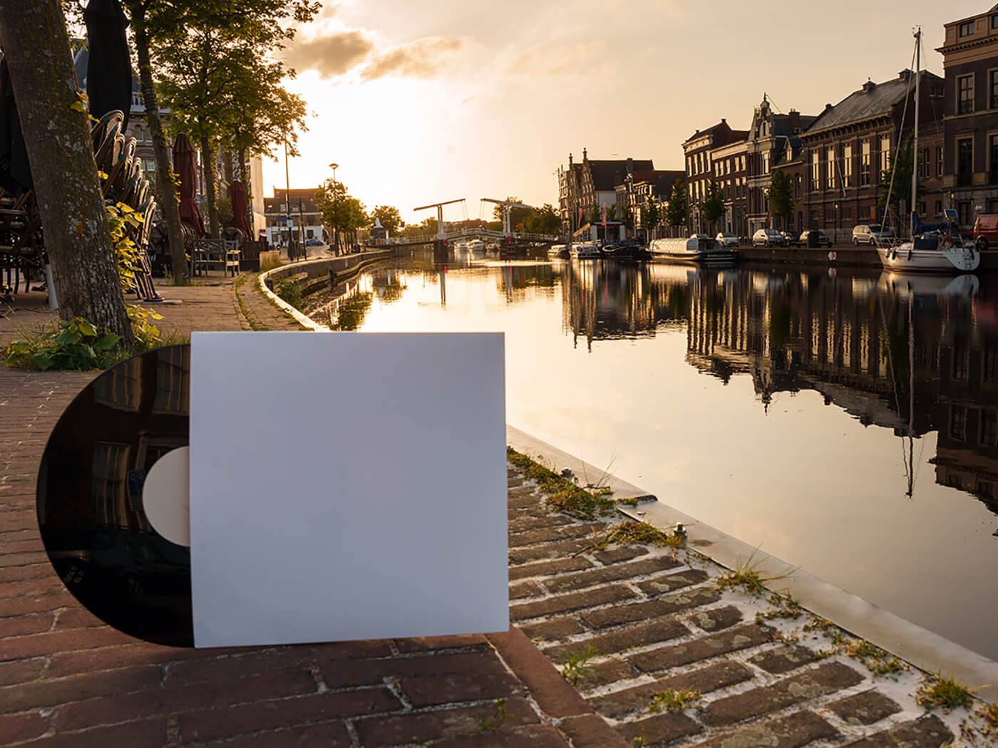 Vinyl shot against backdrop in the Netherlands