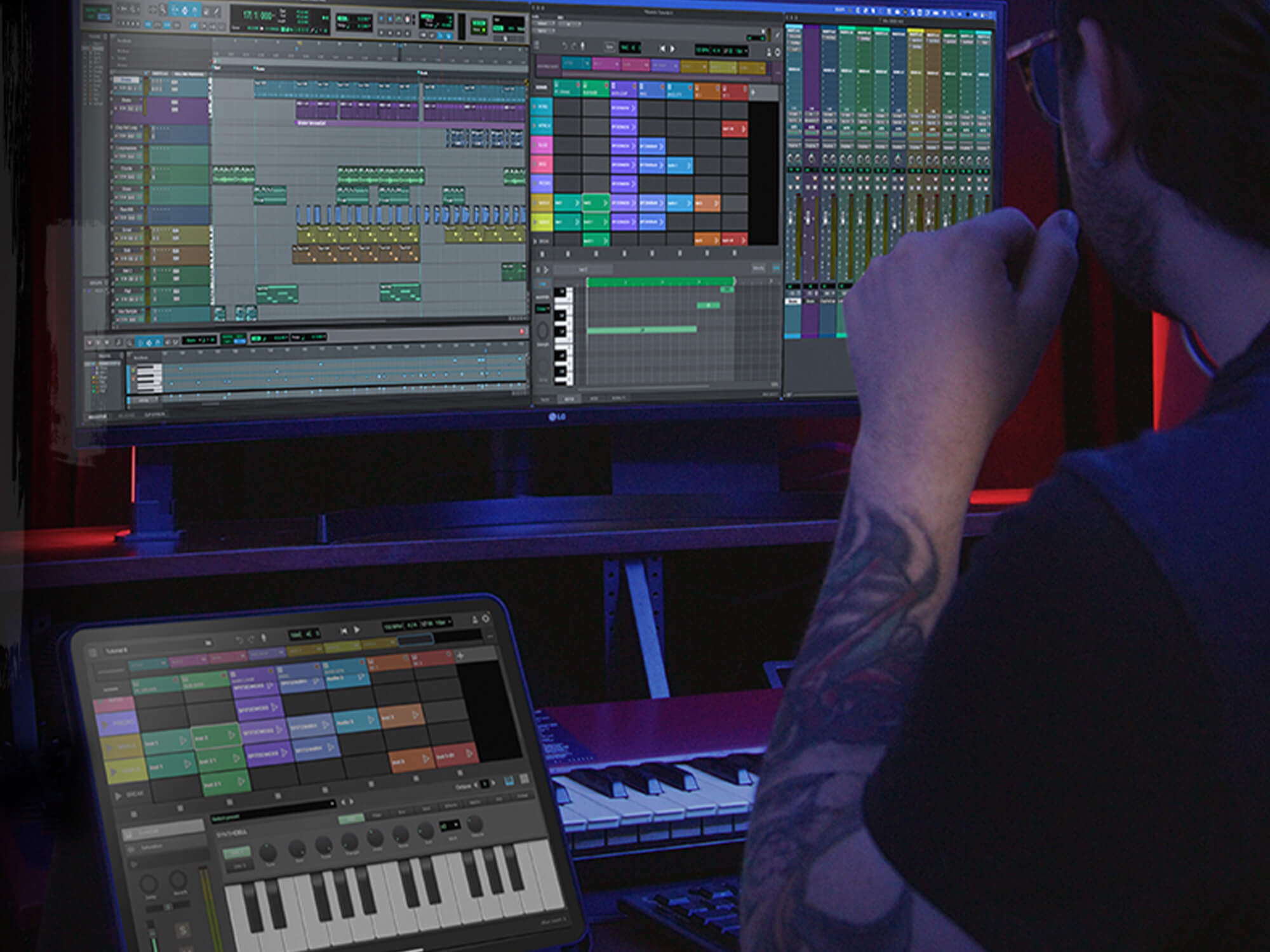 Pro Tools sketch in use in a small studio set up