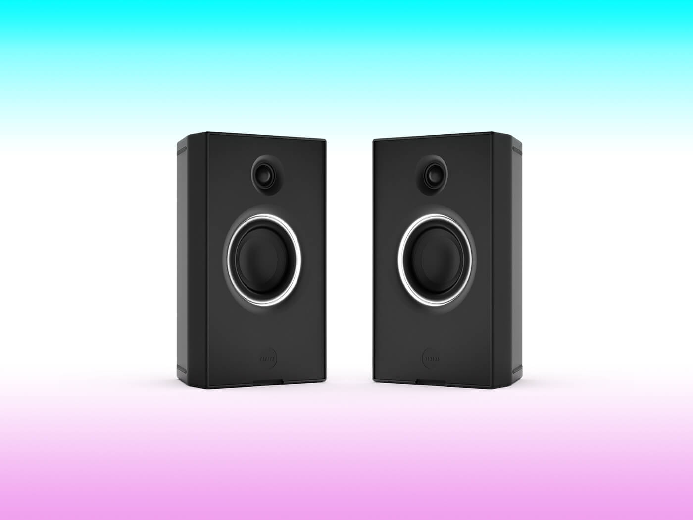 A front-facing pair of AIAIAI Unit-4 wireless monitor speakers