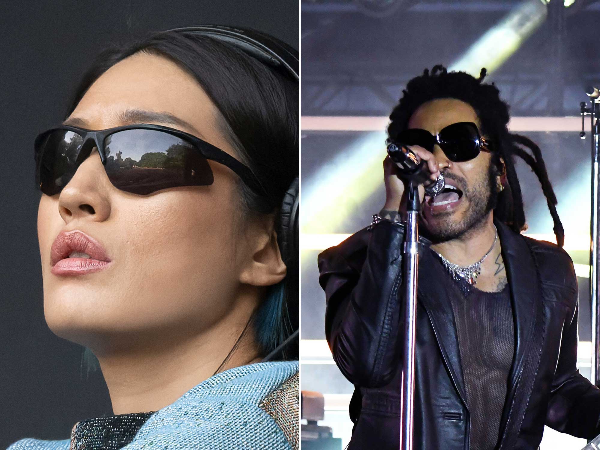 South Korean DJ Peggy Gou performs on stage on June 9, 2023 during the music festival 'South of the Sun' in Soendermarken park, Frederiksberg area of Copenhagen. & Lenny Kravitz performs onstage during the 2023 LACMA Art+Film Gala, Presented By Gucci at Los Angeles County Museum of Art on November 04, 2023 in Los Angeles, California.