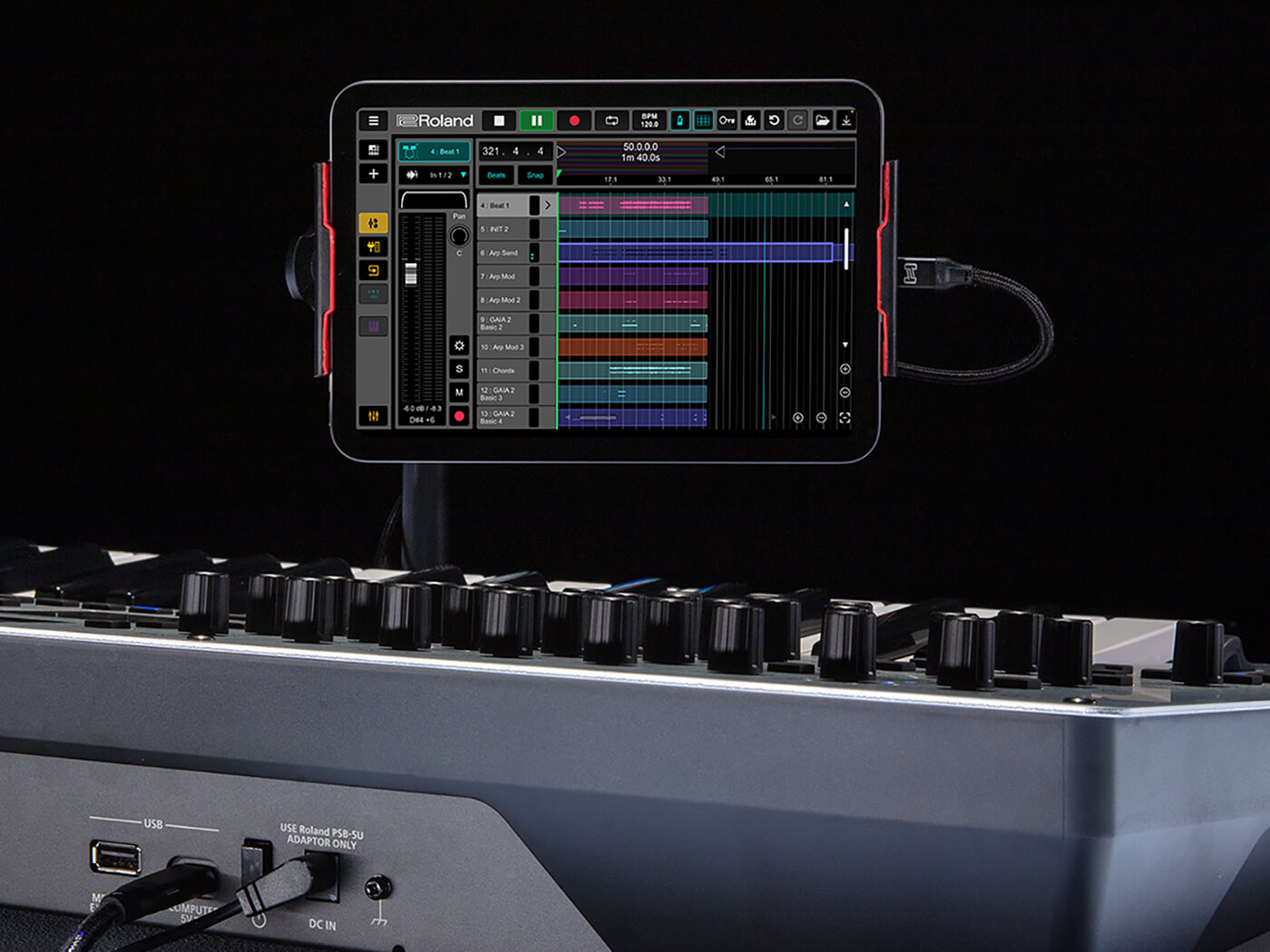 Roland GAIA 2 connected to tablet