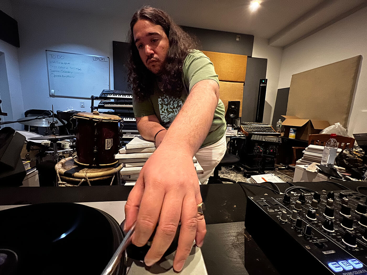 Toribio DJing in his studio