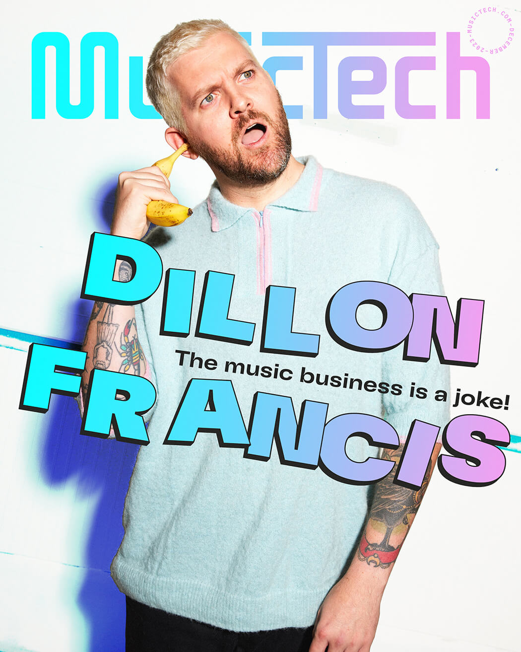 Dillon Francis on the cover of MusicTech, photo by Clare Gillen