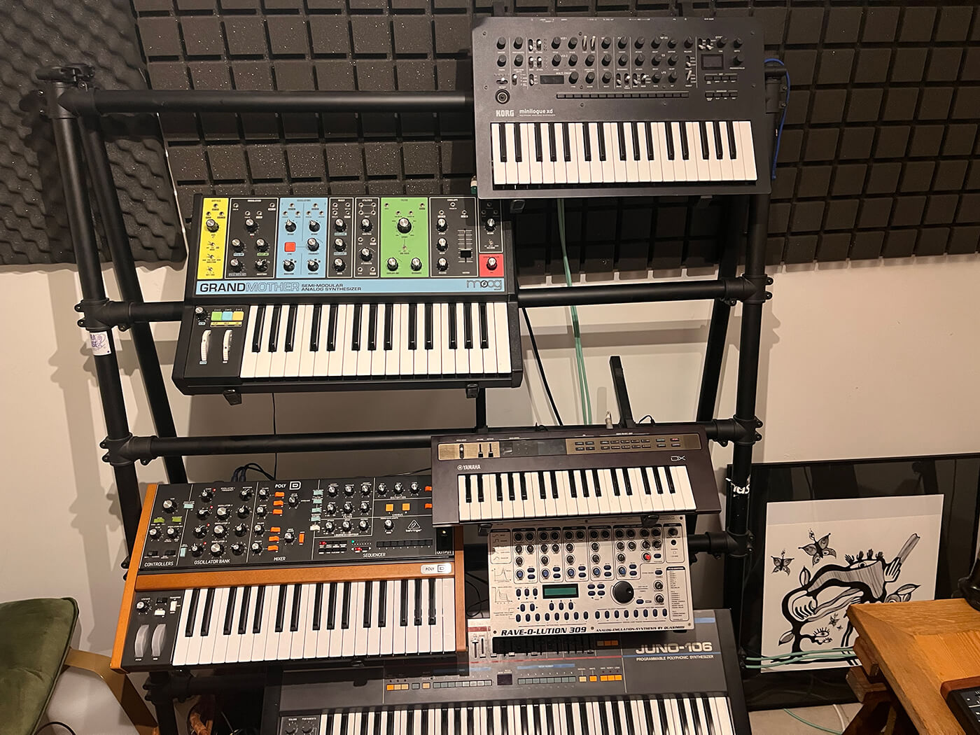 Maison Blanche’s synth rack in his studio