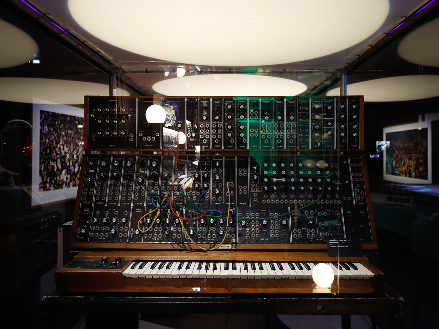 A Moog 55 synthesizer from 1972 on display at an exhibition, photo by Francois Guillot/AFP via Getty Images