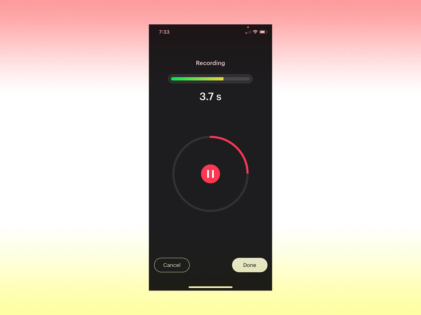 XLN Audio Life iOS app in Recording Mode