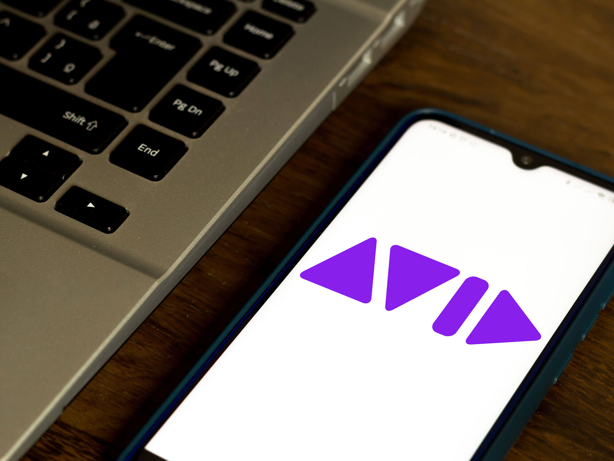 Avid logo on a smartphone