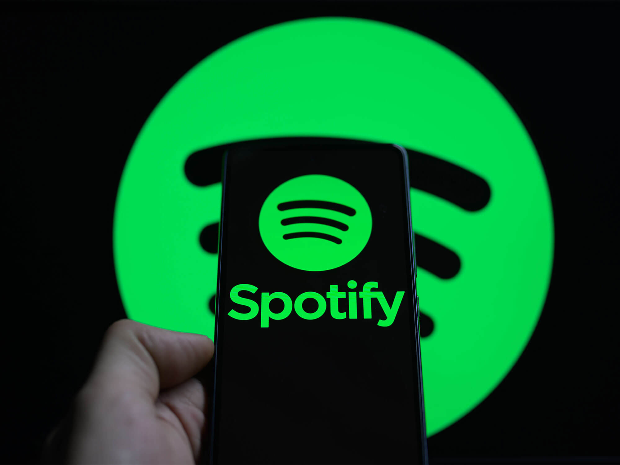 Spotify logo on a phone