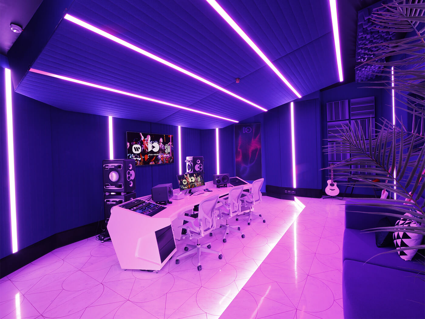 Mac Studio and guitars in FIVE’s Dubai studio