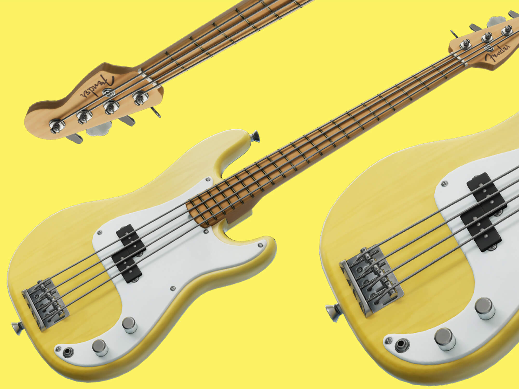 The Fortnite Fender Precision Bass in Buttercream
