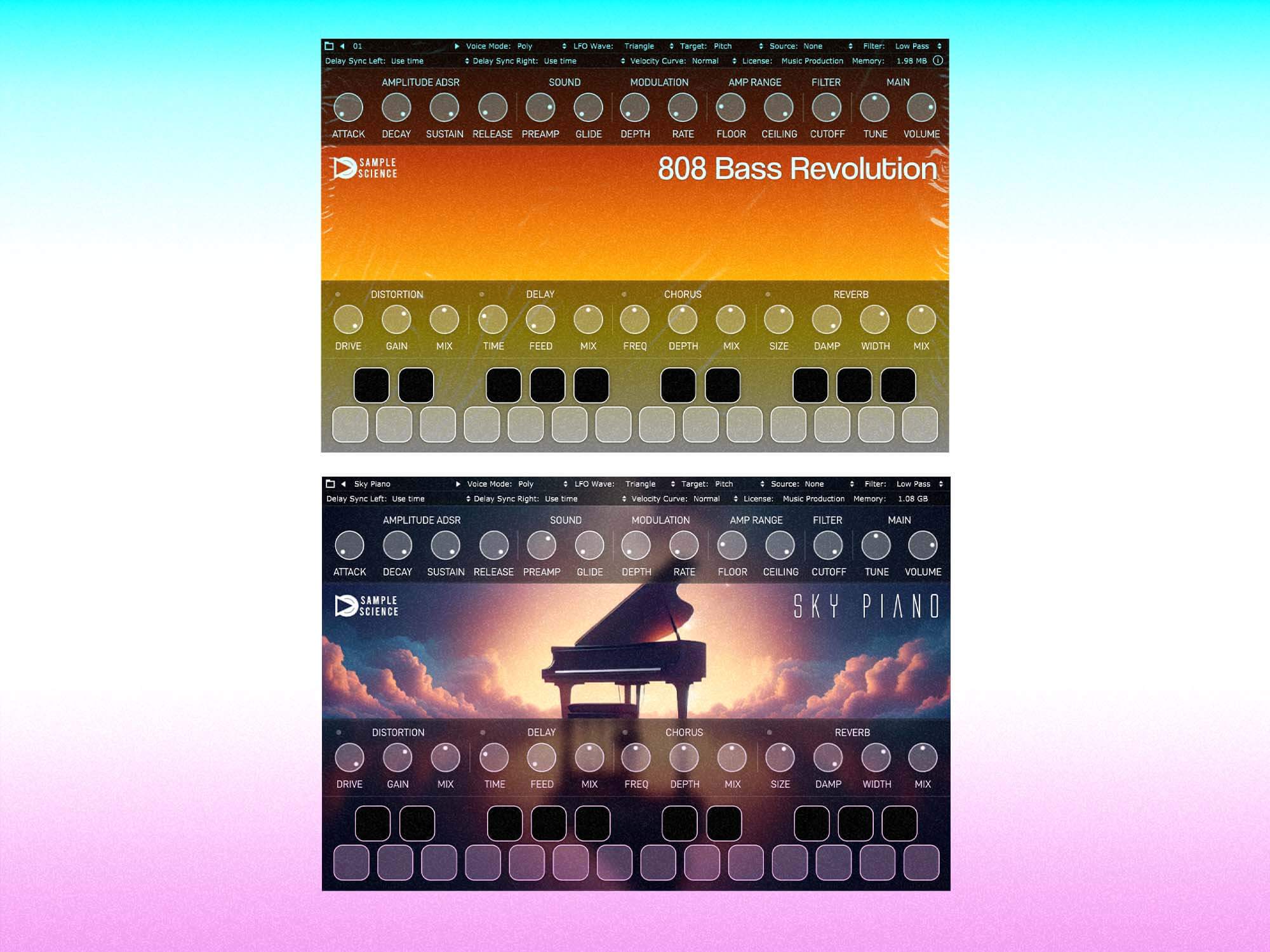 Sample Science Bass Revolution and Sky Piano screenshots